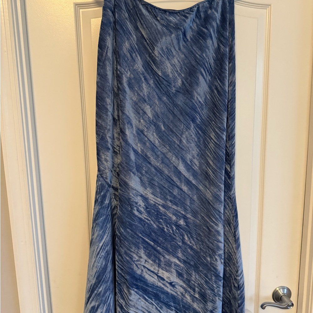 NWT Free People Blue Velour Maxi Skirt